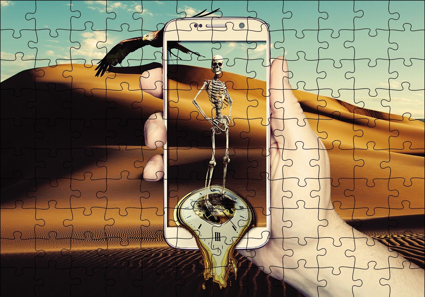 Telefon İskelet Kartal Puzzle Yapboz MDF Ahşap 120 Parça 24 cm X 34 cm
