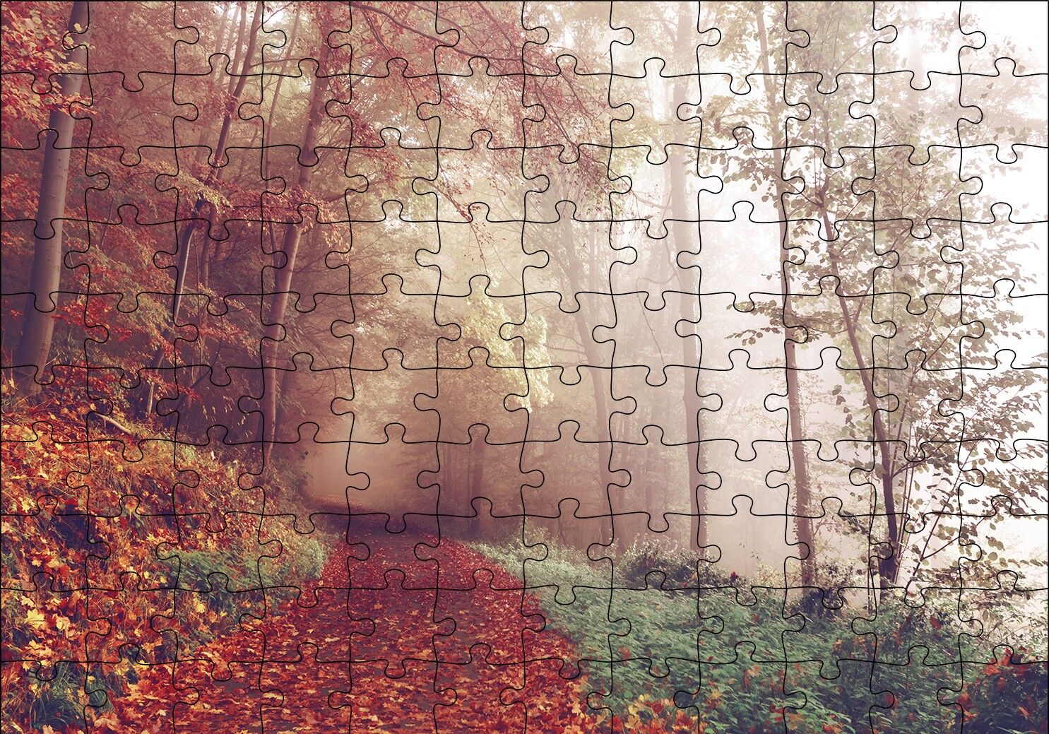Sonbaharda Orman Patikası Puzzle Yapboz MDF Ahşap