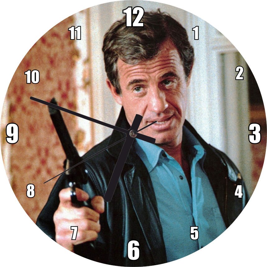 Jean Paul Belmondo Silahlı Mdf Ahşap Duvar Saati 30 cm Çap