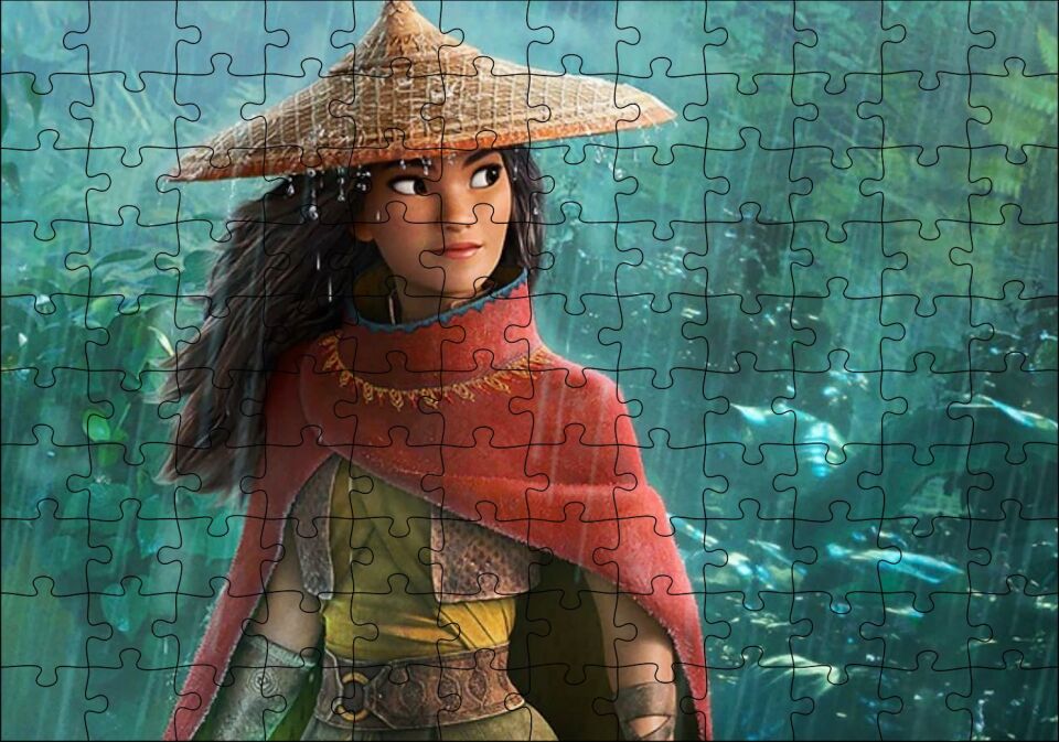 Raya ve Son Ejderha Yağmurda Görseli Puzzle Yapboz MDF Ahşap