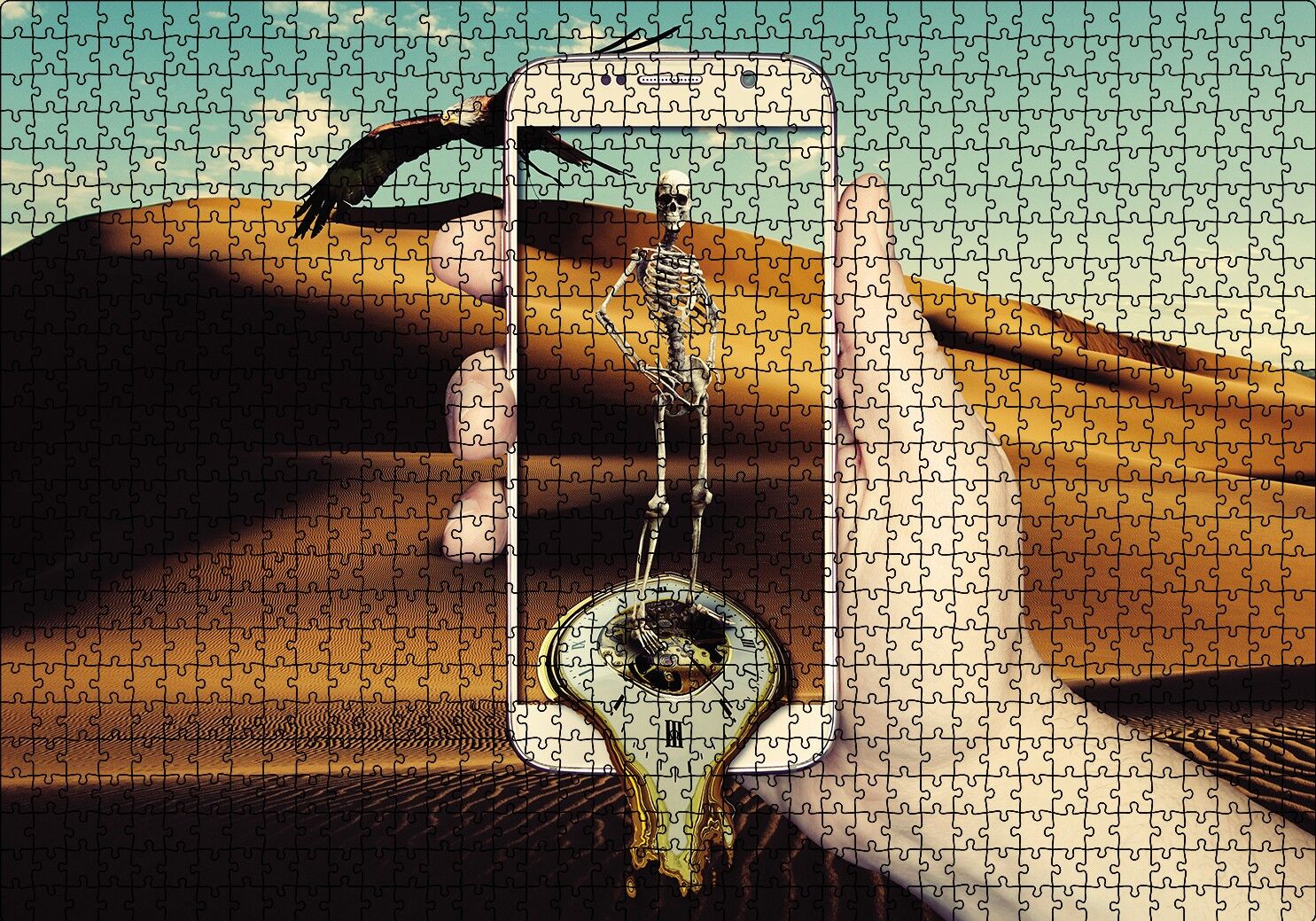 Telefon İskelet Kartal Puzzle Yapboz MDF Ahşap 1000 Parça 49 cm X 68 cm