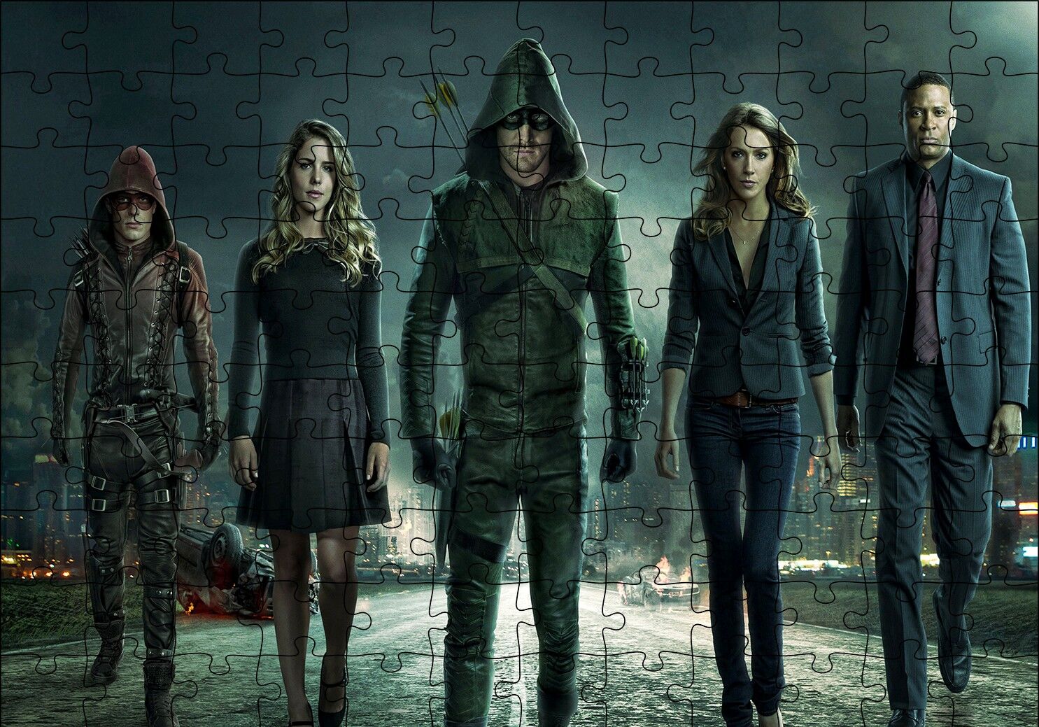 Arrow Tüm Karakterler Puzzle Yapboz MDF Ahşap