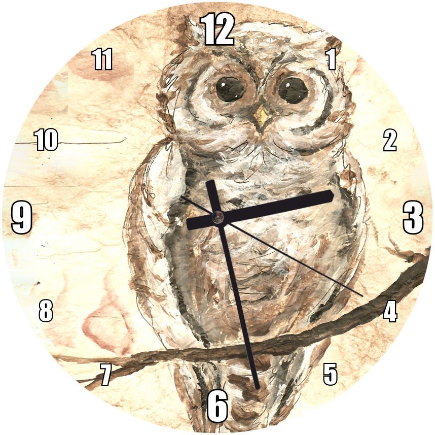 Yağlı Boya Erkek Baykuş  Mdf Ahşap Duvar Saati
