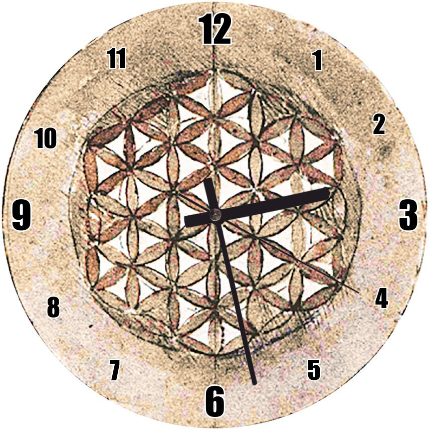 Yaşam Çiçeği Eski Zeminde Mdf Ahşap Duvar Saati