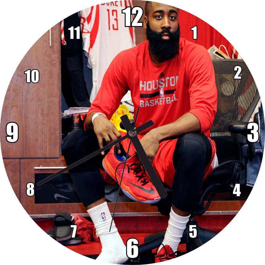 James Harden Houston Basketbolcu Mdf Ahşap Duvar Saati 50 cm Çap