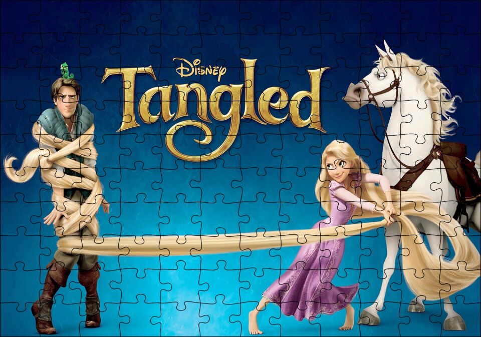 Karmakarışık Rapunzel At ve Genç Puzzle Yapboz MDF Ahşap 120 Parça 24 cm X 34 cm