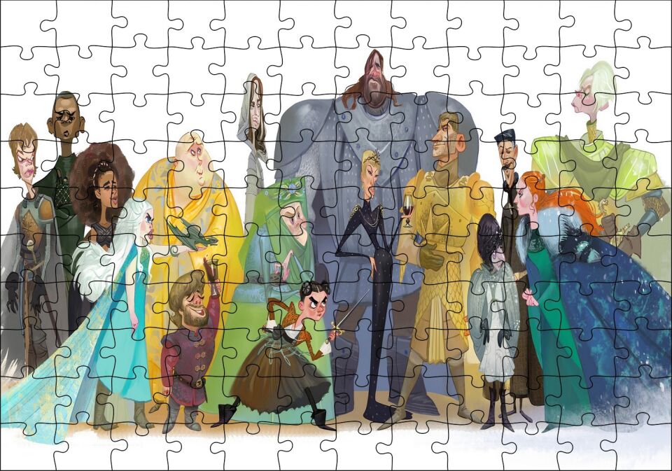 Taht Oyunları Karakter Tasarımı Animasyon Görseli Puzzle Yapboz MDF Ahşap 120 Parça 24 cm X 34 cm
