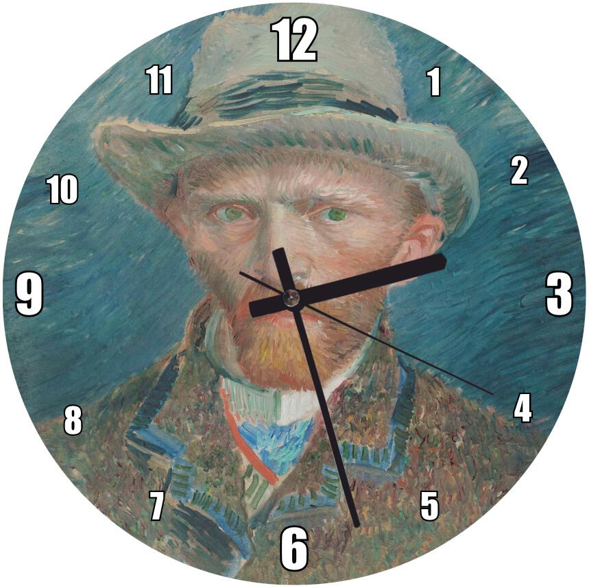 Vincent Van Gogh Kendi Portresi Mdf Ahşap Duvar Saati 30 cm Çap