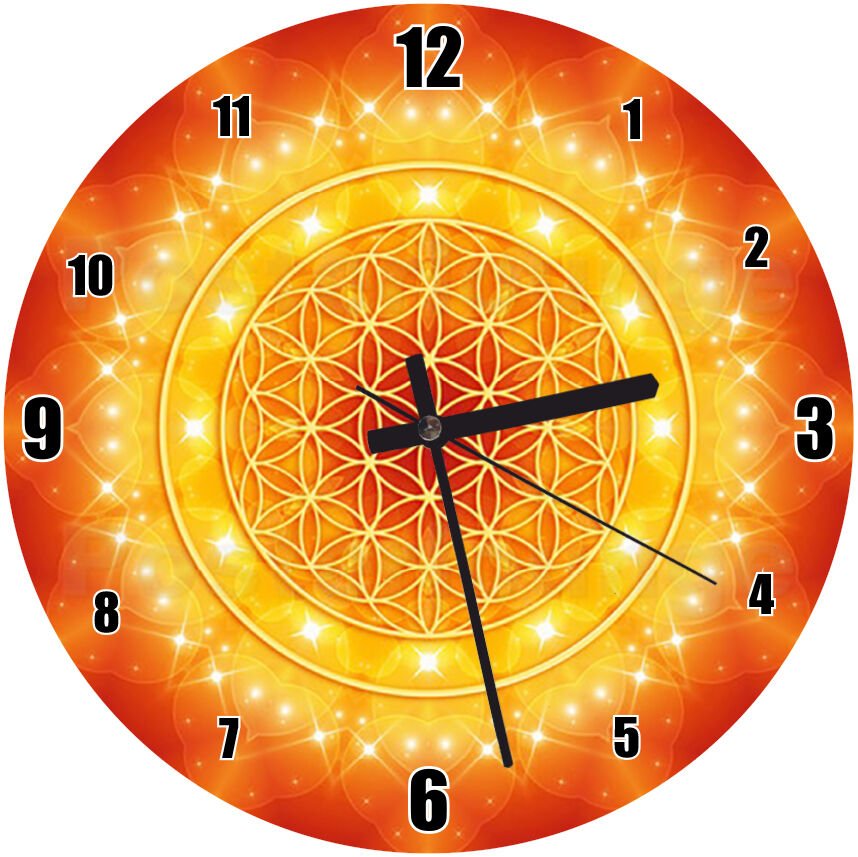 Yaşam Çiçeği Sarı Turuncu  Mdf Ahşap Duvar Saati