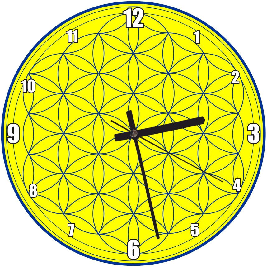 Yaşam Çiçeği Sarı Zeminde Laciver  Mdf Ahşap Duvar Saati