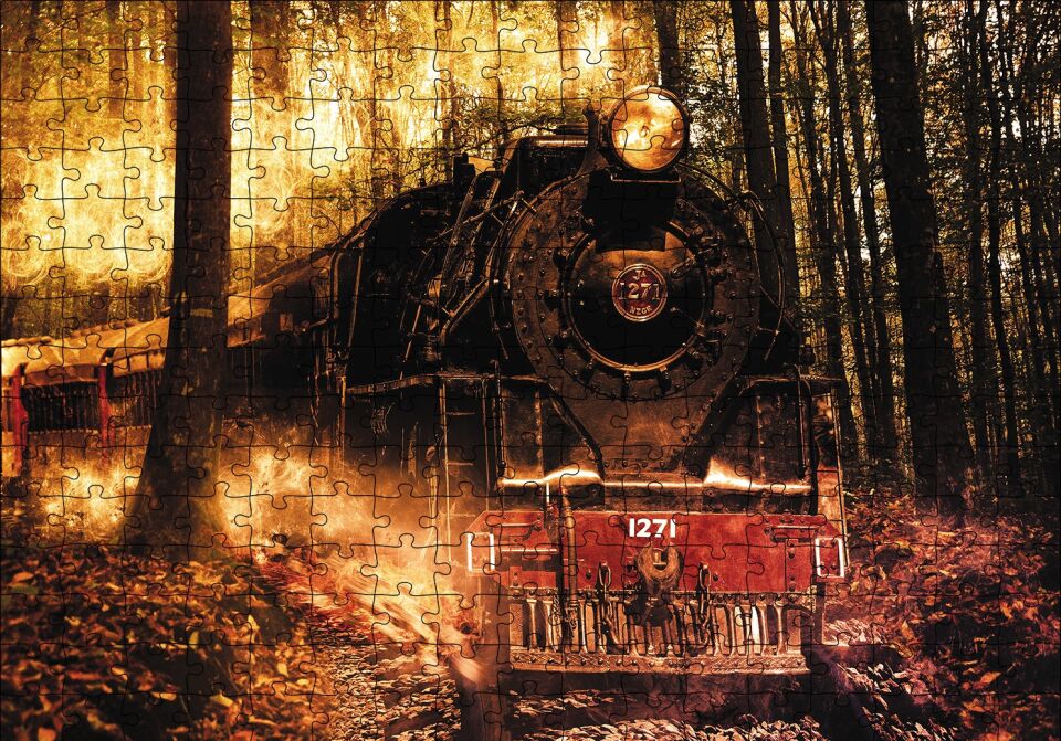 Ormanda Nostaljik Tiren Puzzle Yapboz MDF Ahşap 255 Parça 34 cm X 49 cm