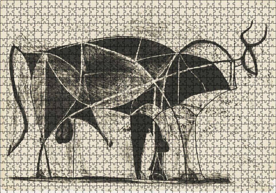 Le Taureau (The Bull),1945 by Pablo Picasso Puzzle Yapboz MDF Ahşap 1000 Parça 49 cm X 68 cm