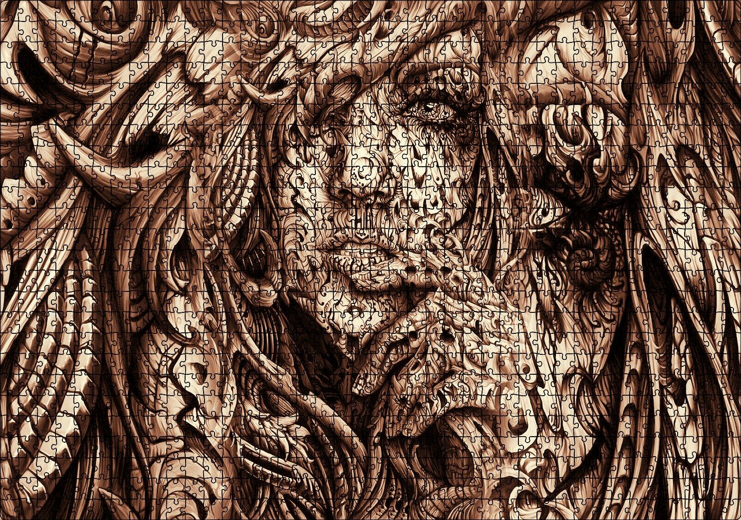 Desenler Arasında Gizli Kadın Yüzü Puzzle Yapboz MDF Ahşap 1000 Parça 49 cm X 68 cm