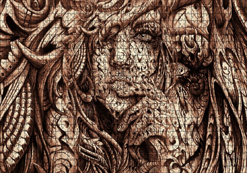 Desenler Arasında Gizli Kadın Yüzü Puzzle Yapboz MDF Ahşap 1000 Parça 49 cm X 68 cm