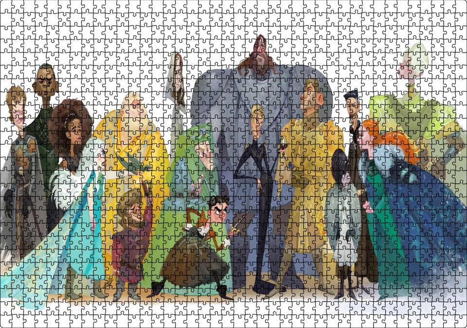 Taht Oyunları Karakter Tasarımı Animasyon Görseli Puzzle Yapboz MDF Ahşap 1000 Parça 49 cm X 68 cm