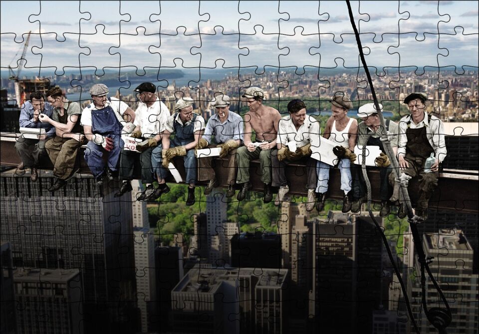 Göktelende Öğle Yemeği Puzzle Yapboz MDF Ahşap 120 Parça 24 cm X 34 cm
