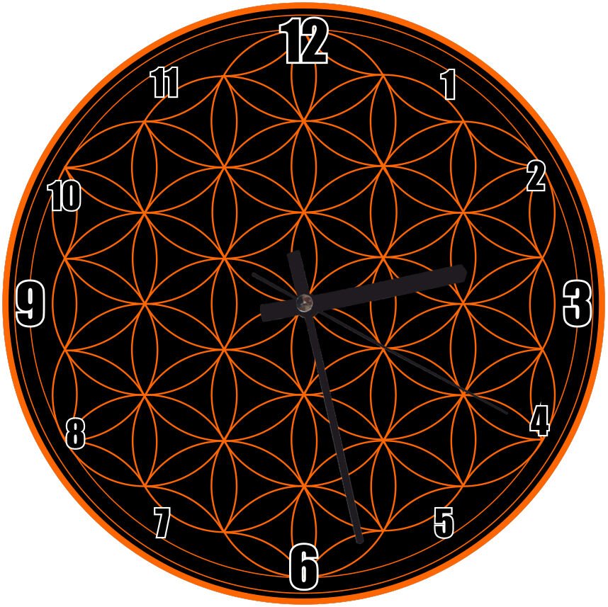 Yaşam Çiçeği Siyah Zeminde Tutuncu  Mdf Ahşap Duvar Saati