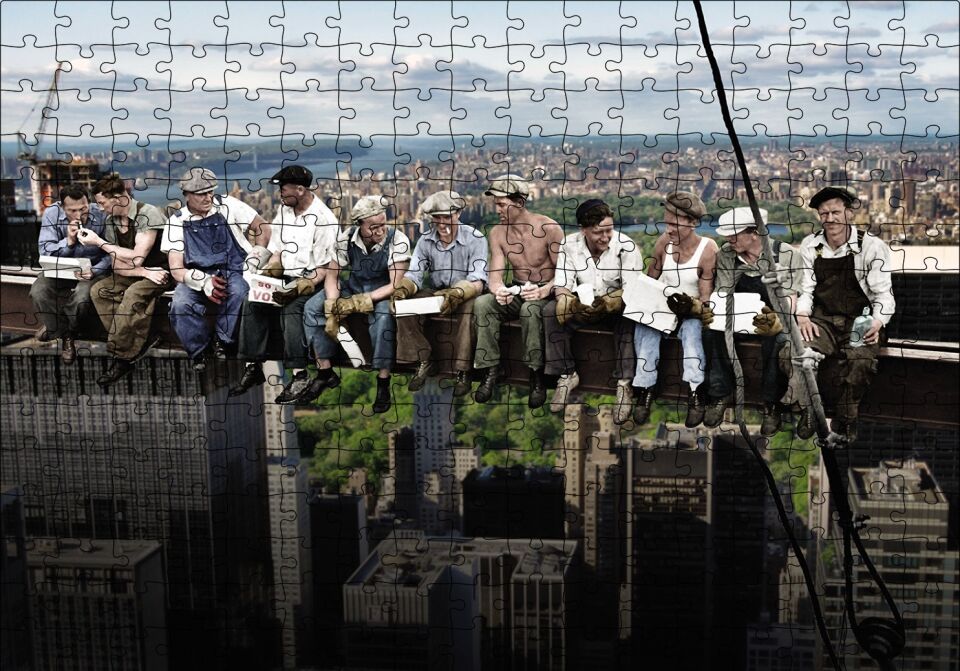 Göktelende Öğle Yemeği Puzzle Yapboz MDF Ahşap 255 Parça 34 cm X 49 cm