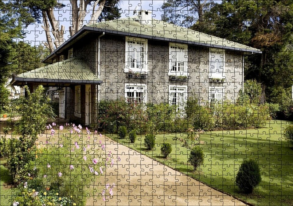 Taş Ev Görseli Puzzle Yapboz MDF Ahşap 500 Parça 49 cm X 68 cm