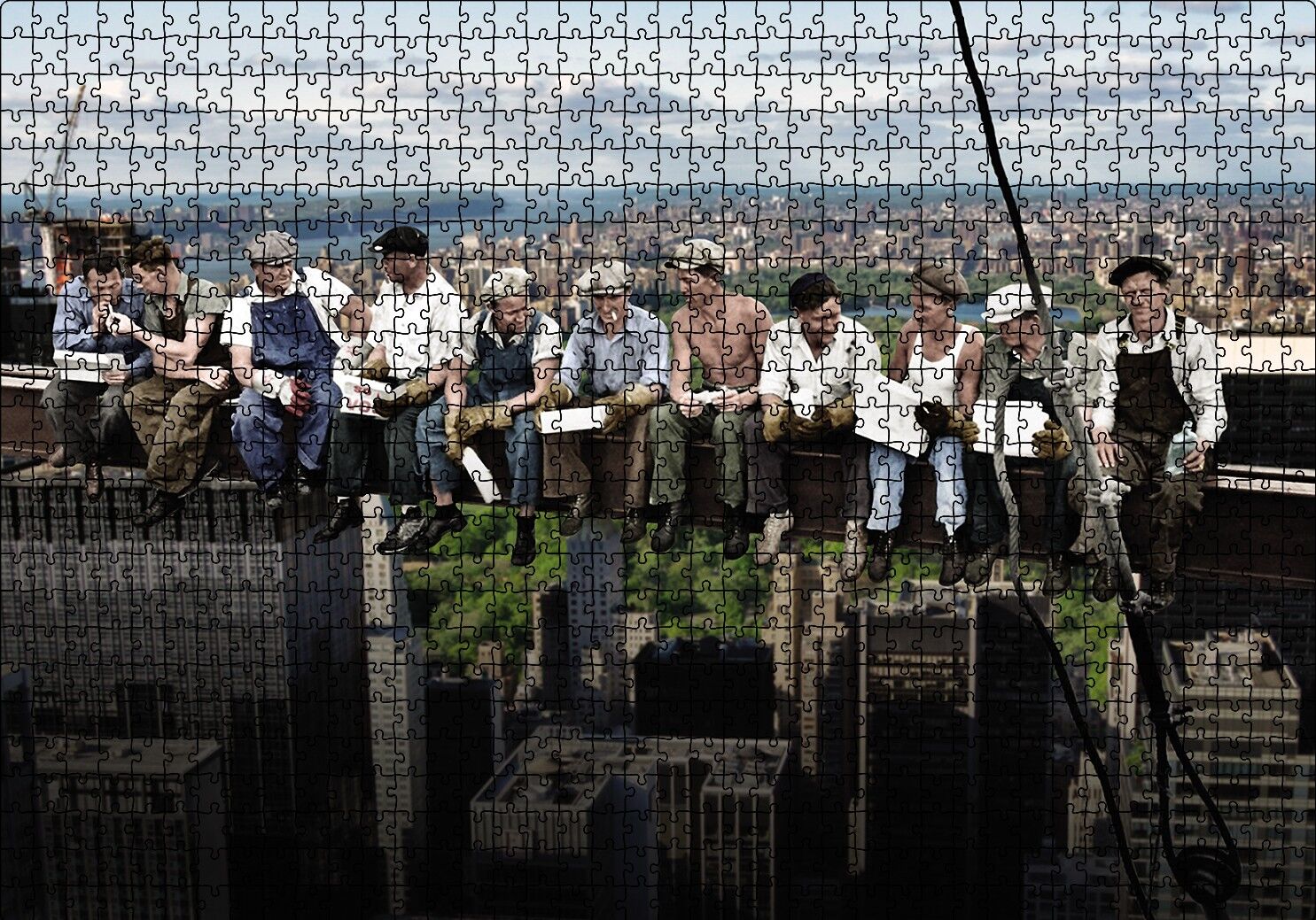 Göktelende Öğle Yemeği Puzzle Yapboz MDF Ahşap 1000 Parça 49 cm X 68 cm
