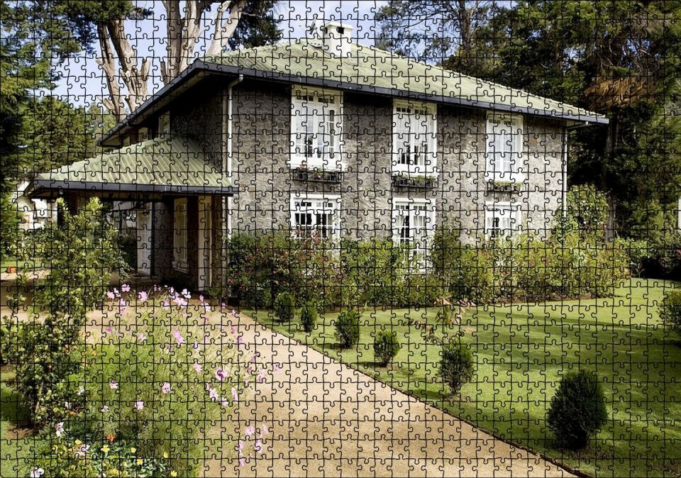 Taş Ev Görseli Puzzle Yapboz MDF Ahşap 1000 Parça 49 cm X 68 cm