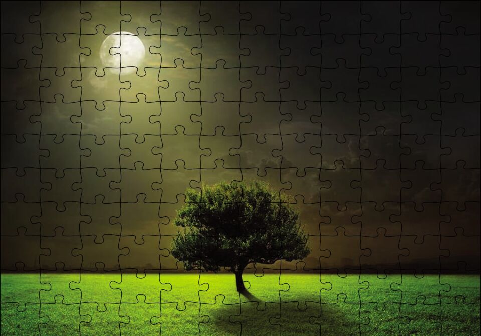 Dolunay Ağaç Puzzle Yapboz MDF Ahşap
