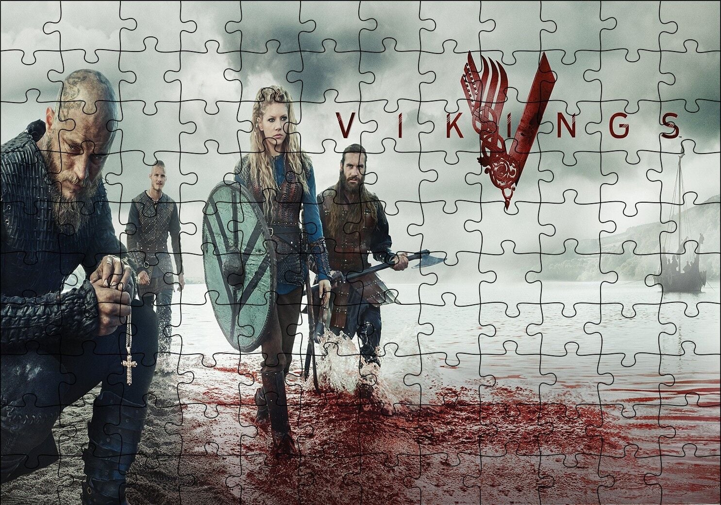 Vikingler ve Kan Denizi Puzzle Yapboz MDF Ahşap 120 Parça 24 cm X 34 cm