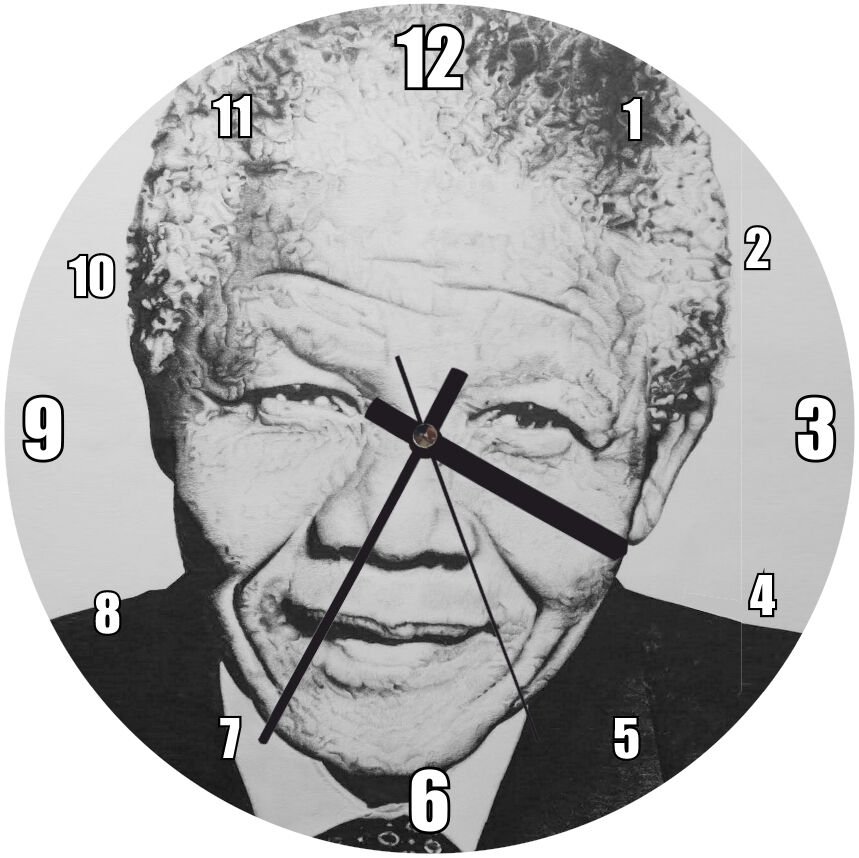 Nelson Mandela Mdf Ahşap Duvar Saati 50 cm Çap