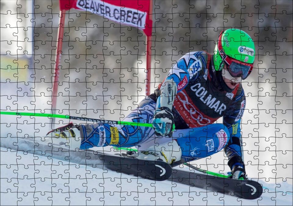 Ted Ligety Kayak Sporu, Puzzle Yapboz MDF Ahşap 255 Parça 34 cm X 49 cm