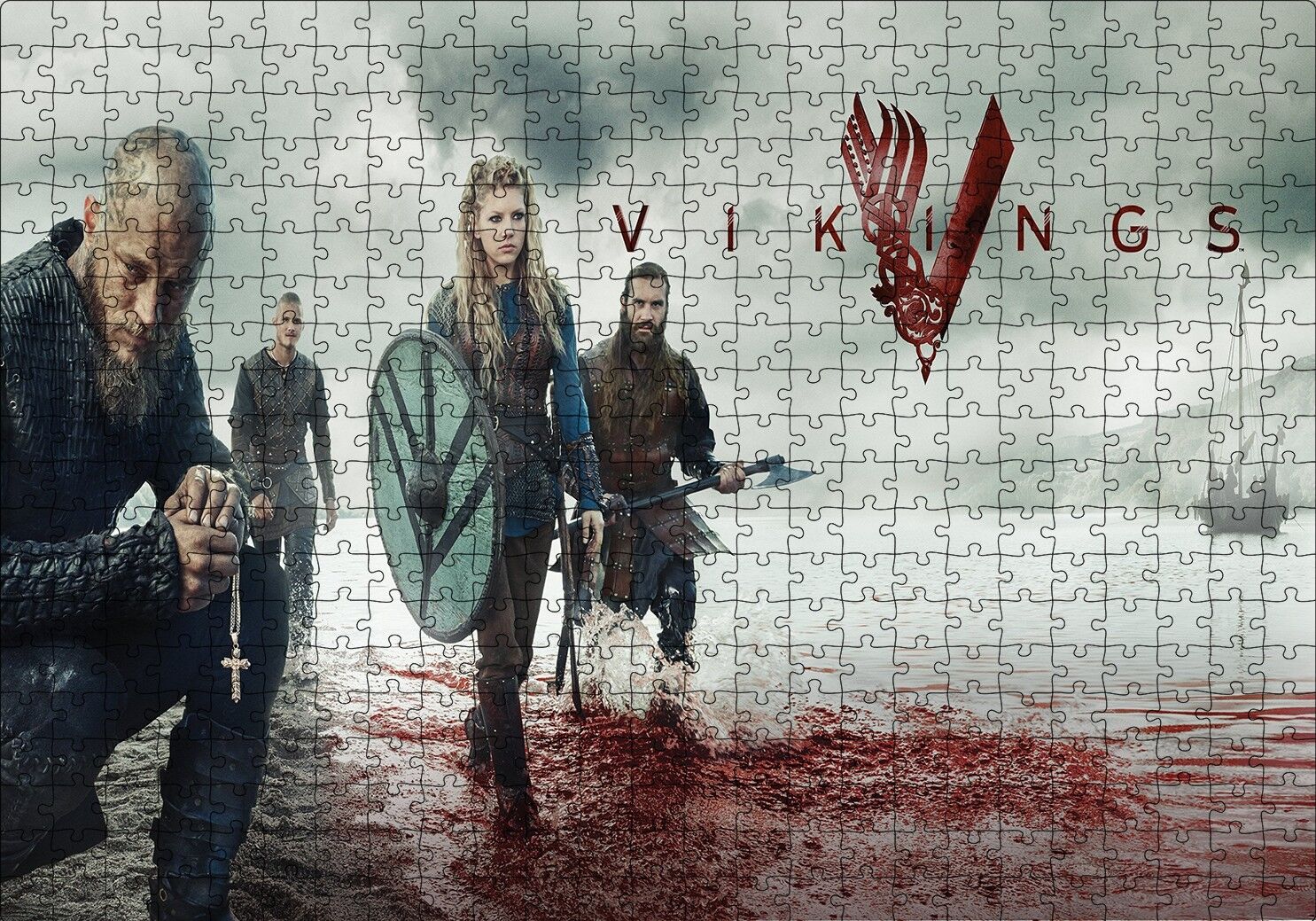 Vikingler ve Kan Denizi Puzzle Yapboz MDF Ahşap 500 Parça 49 cm X 68 cm