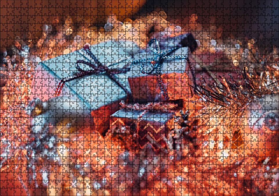 Yılbaşı Hediye Paketleri ve Süsleri Puzzle Yapboz MDF Ahşap 1000 Parça 49 cm X 68 cm