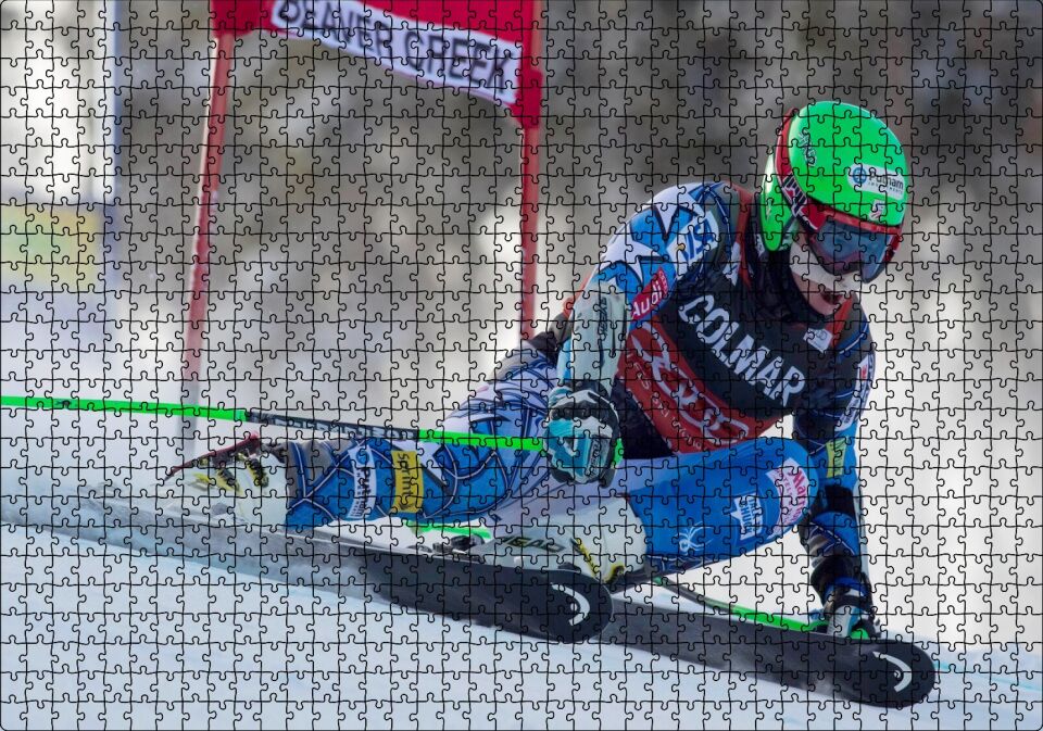Ted Ligety Kayak Sporu, Puzzle Yapboz MDF Ahşap 1000 Parça 49 cm X 68 cm