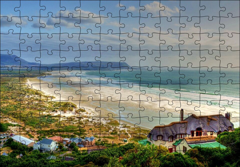 Atlantik Okyanusunda Sahil Kasabası Puzzle Yapboz MDF Ahşap