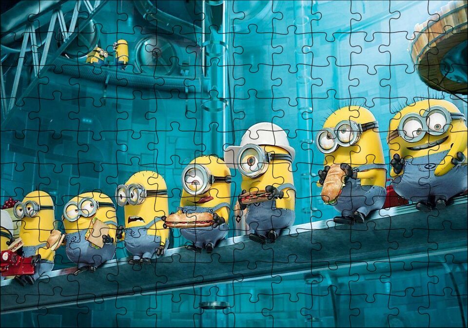 Minyonlar Animasyon Filmi Puzzle Yapboz MDF Ahşap 120 Parça 24 cm X 34 cm
