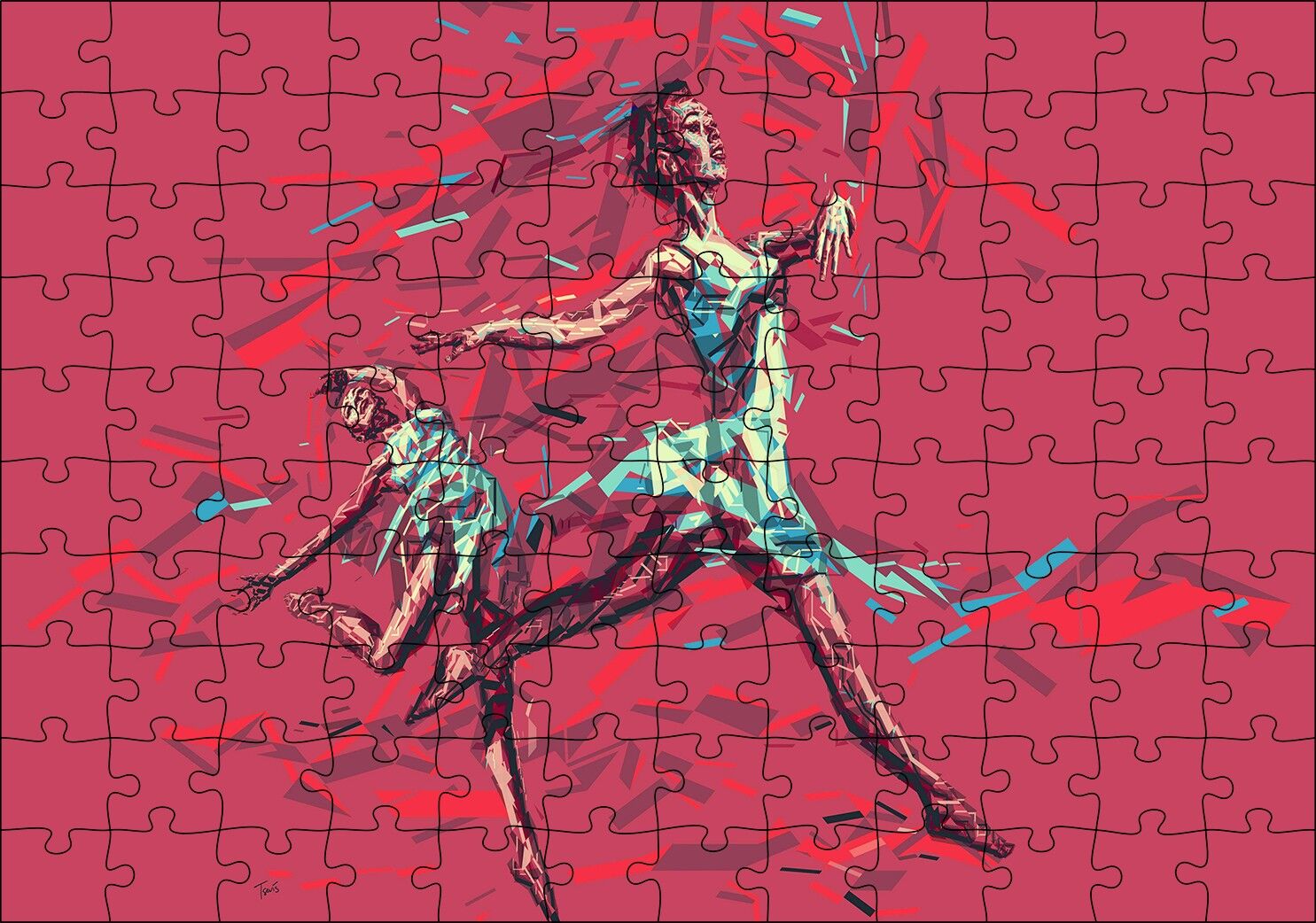 Hareketli Balerin Djital Sanat Resmi Puzzle Yapboz MDF Ahşap 120 Parça 24 cm X 34 cm