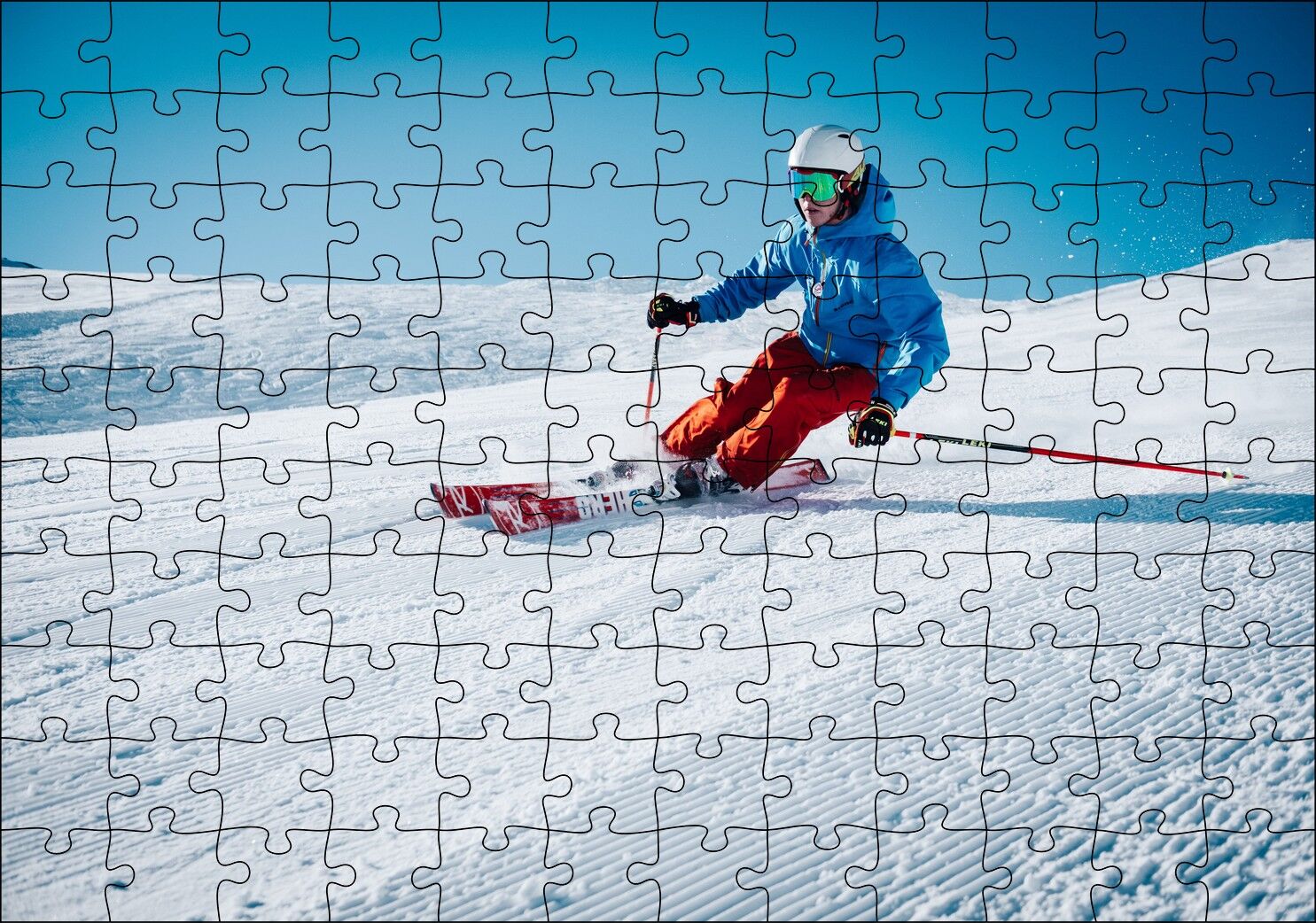 Tepeden İnen Kayakçı Siporu Puzzle Yapboz MDF Ahşap 120 Parça 24 cm X 34 cm
