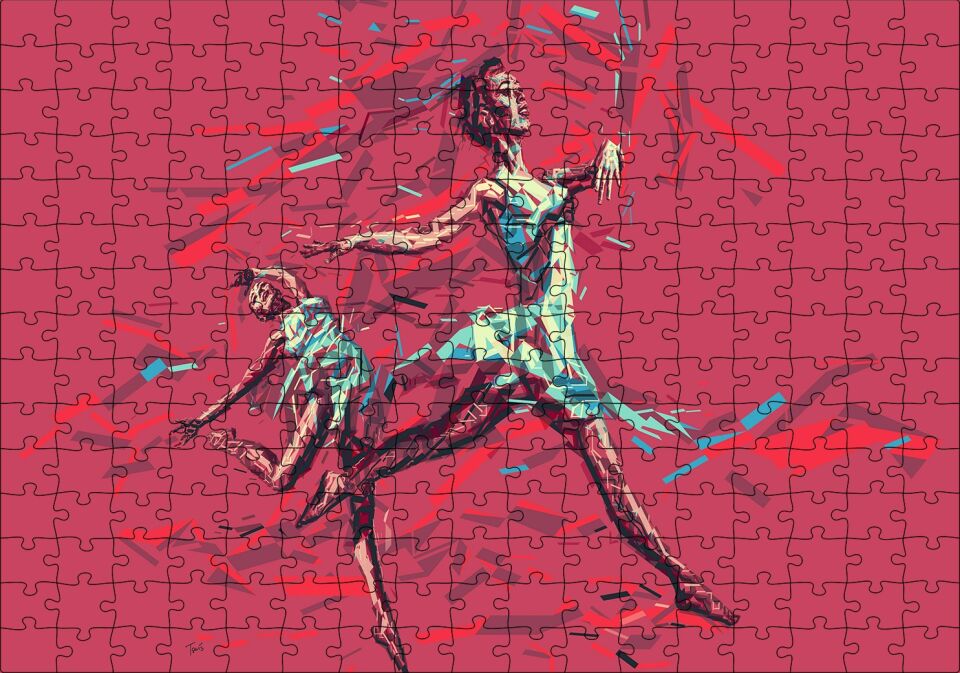 Hareketli Balerin Djital Sanat Resmi Puzzle Yapboz MDF Ahşap 255 Parça 34 cm X 49 cm