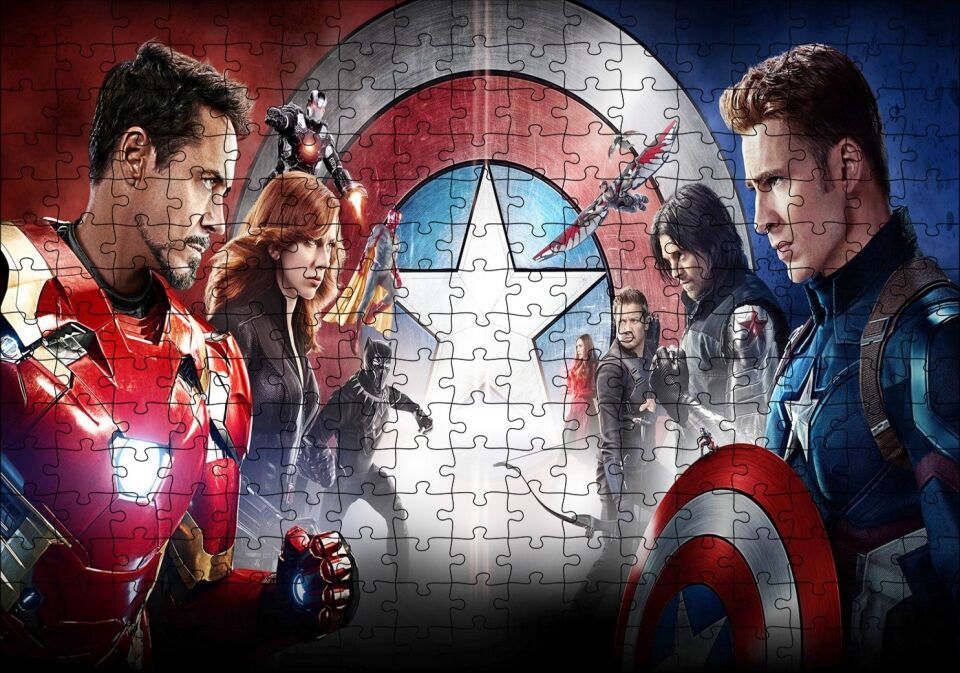 Kaptan Amerika İç Savaş Karınca Adam Kara Panter Marvel Görseli Puzzle Yapboz MDF Ahşap 255 Parça 34 cm X 49 cm
