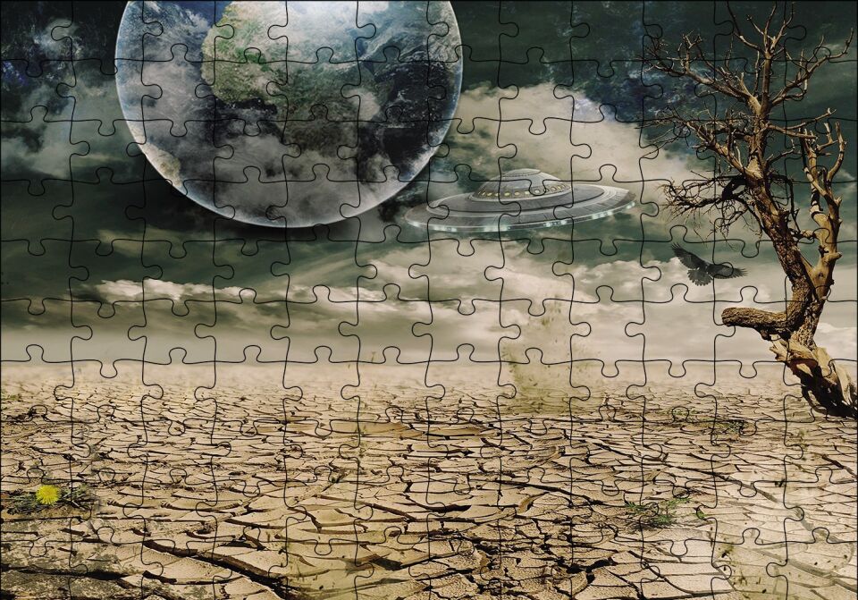 Dünya ve Kuraklık Puzzle Yapboz MDF Ahşap