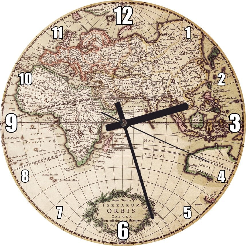 Amerika'yı Hatalı Gösteren En Eski Dünya Haritası   Mdf Ahşap Duvar Saati