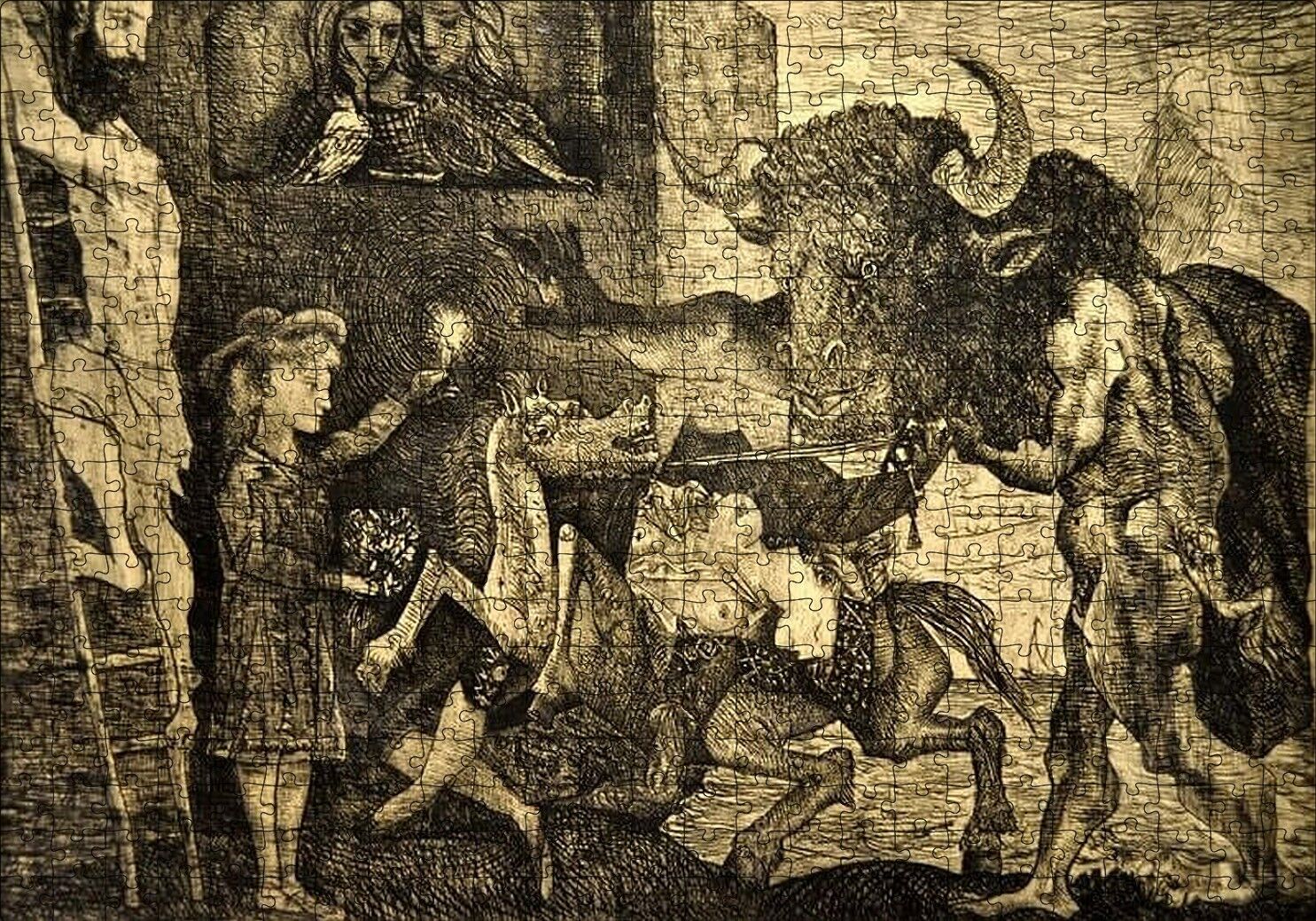 Minotauromachy, 1935 by Pablo Picasso Puzzle Yapboz MDF Ahşap 500 Parça 49 cm X 68 cm