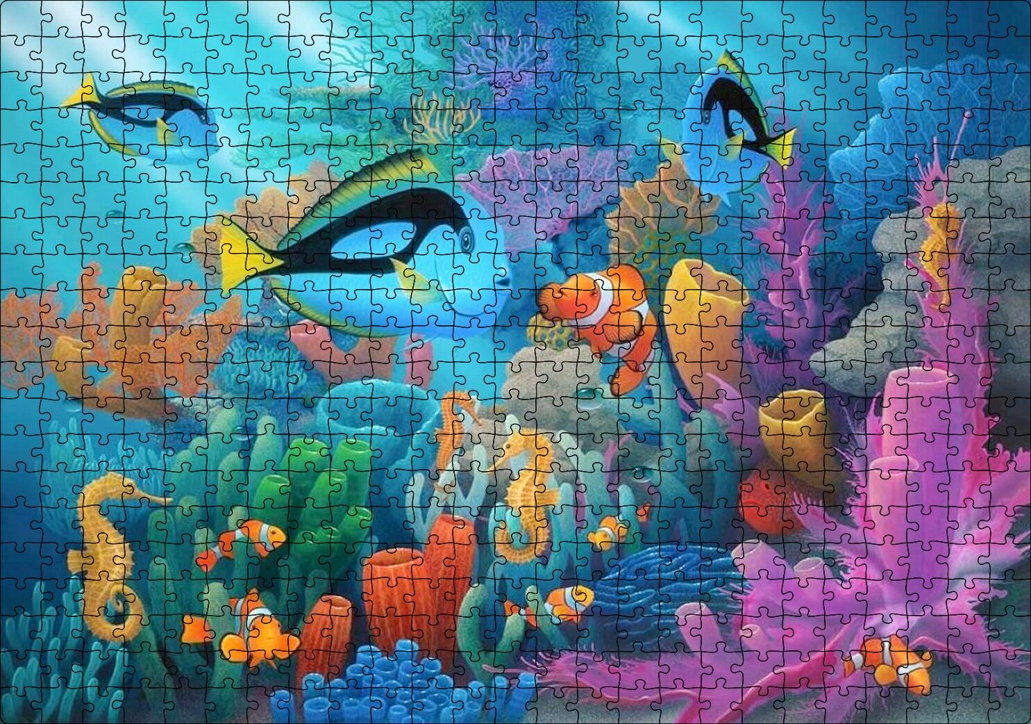 Doğal Ortamında Tropikal Balıklar ve Mercanlar Puzzle Yapboz MDF Ahşap 500 Parça 49 cm X 68 cm