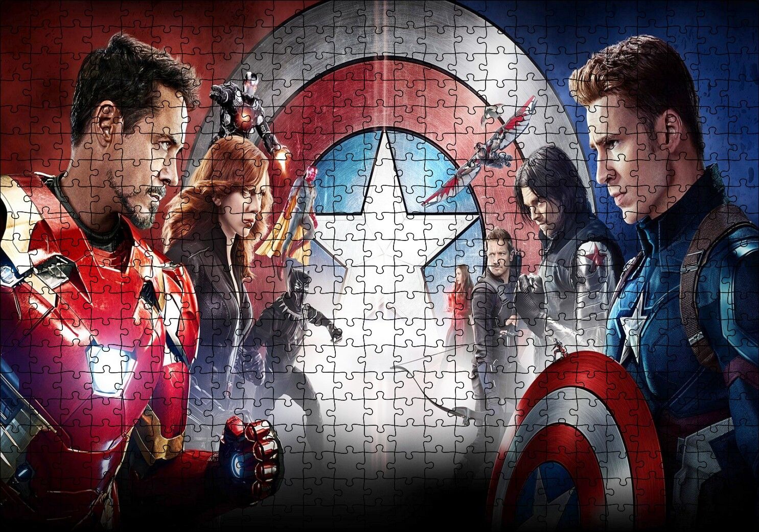 Kaptan Amerika İç Savaş Karınca Adam Kara Panter Marvel Görseli Puzzle Yapboz MDF Ahşap 500 Parça 49 cm X 68 cm