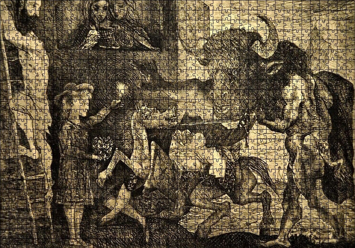 Minotauromachy, 1935 by Pablo Picasso Puzzle Yapboz MDF Ahşap 1000 Parça 49 cm X 68 cm