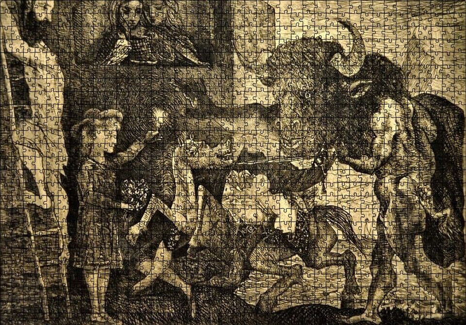 Minotauromachy, 1935 by Pablo Picasso Puzzle Yapboz MDF Ahşap 1000 Parça 49 cm X 68 cm