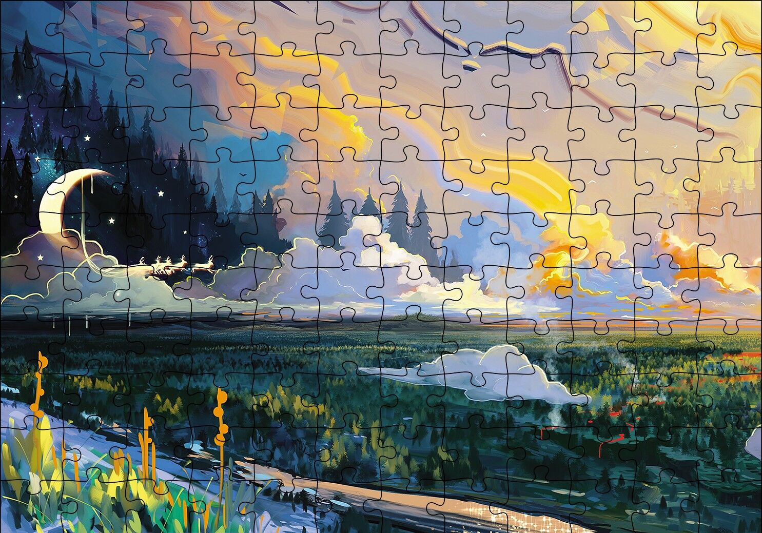 Ebruli Doğa Orman Puzzle Yapboz MDF Ahşap