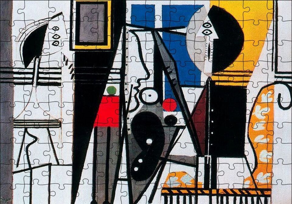 Painter and Model 1928 by Pablo Picasso Puzzle Yapboz MDF Ahşap 120 Parça 24 cm X 34 cm