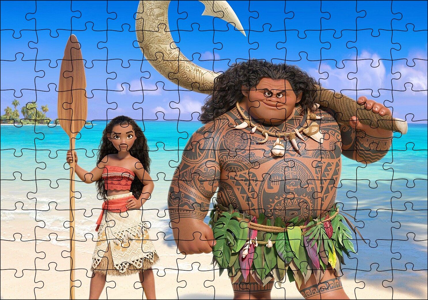 Moana Animasyon Filmi Deniz Puzzle Yapboz MDF Ahşap 120 Parça 24 cm X 34 cm
