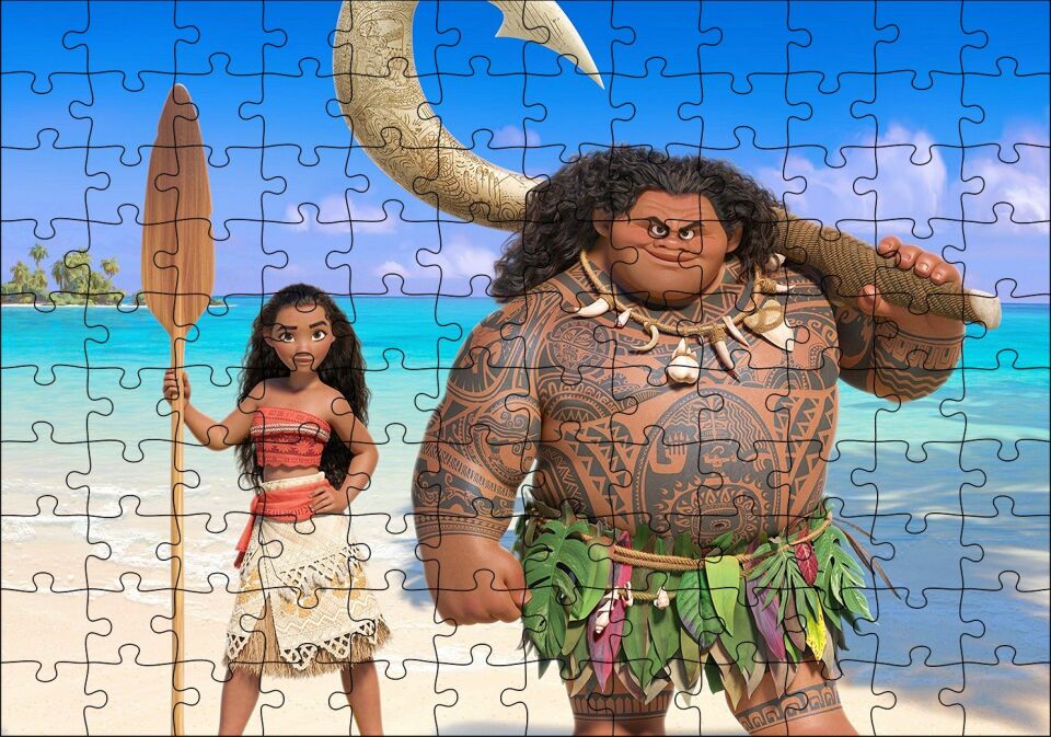 Moana Animasyon Filmi Deniz Puzzle Yapboz MDF Ahşap 120 Parça 24 cm X 34 cm