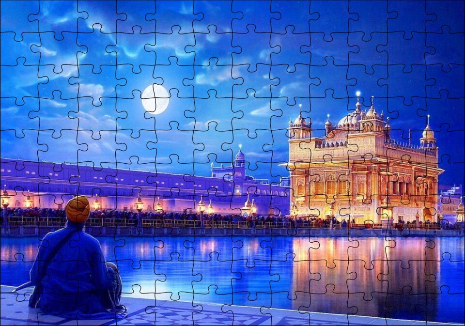 Dolunayda Hindistan'dan Bir Kare Puzzle Yapboz MDF Ahşap 120 Parça 24 cm X 34 cm